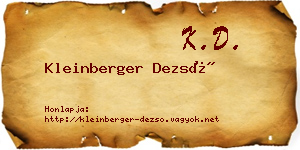 Kleinberger Dezső névjegykártya